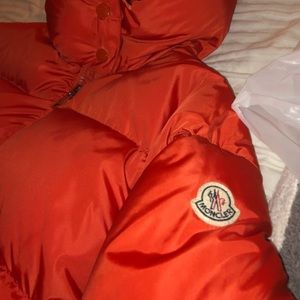 Dark orange real fox fur moncler jacket
